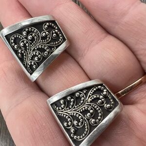 Louis Hill 925 Sterling silver swirl vine design vintage clip on earrings